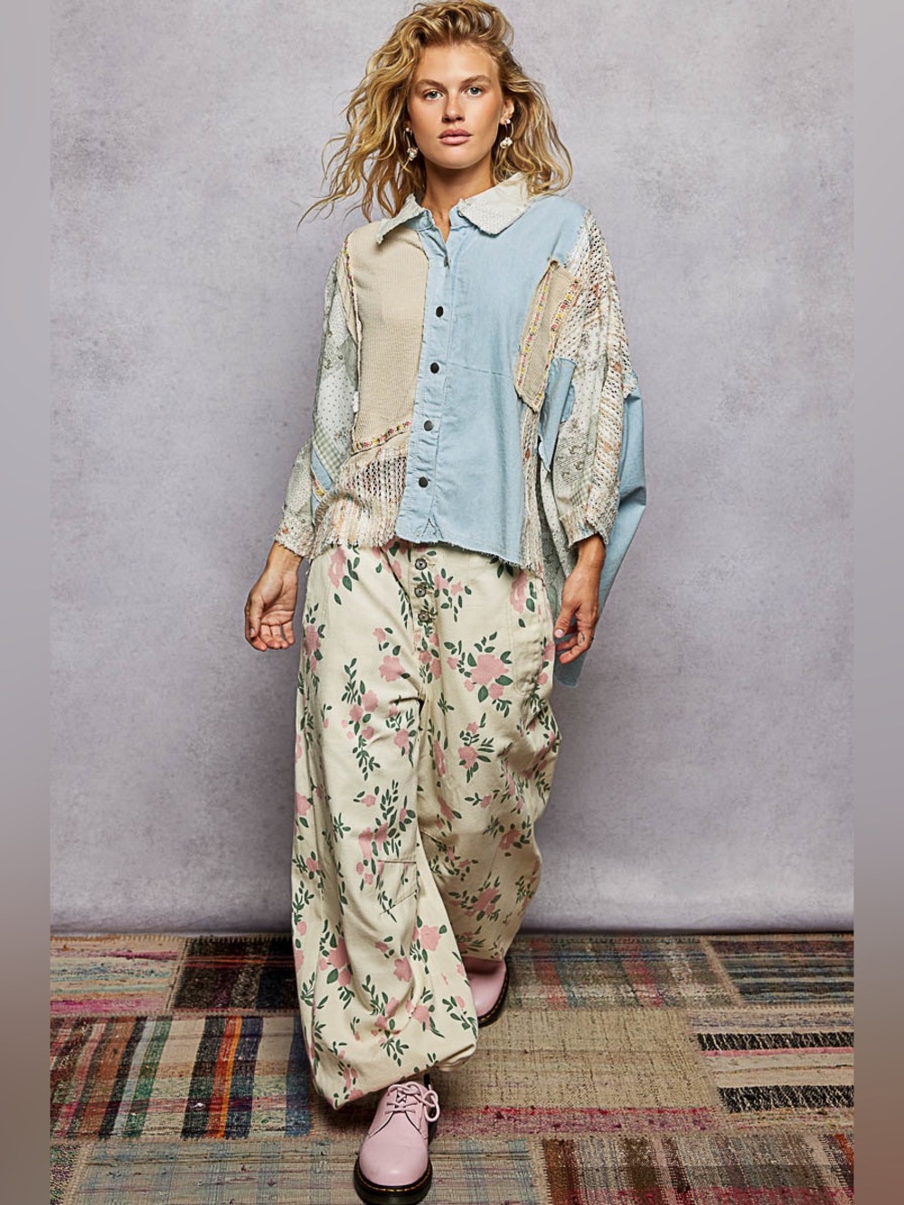POL “ Topanga Hideaway “ Poncho Cotton Oversized Top | Light Denim - Picture 8 of 8